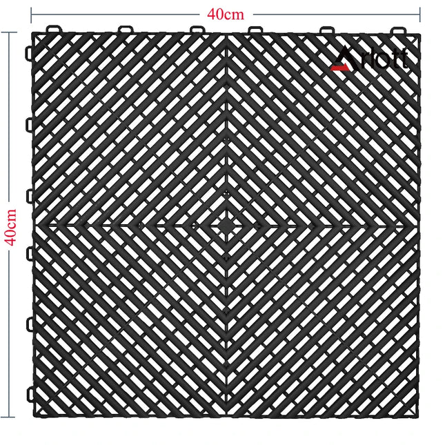 Automotive Modular Plastic Interlocking Garage Floor Tiles Click-Locked Hollow Drainage Car Wash Mat, 40x40CM