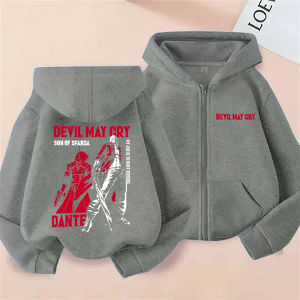 Anime Devil May Cry Son of Sparda Dante Zipper Hoodie Men Women Cartoon Manga Zip Up Jacket Coat Unisex Vintage Casual Hoodies