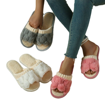 Cotton Plush Slippers for Women Flat Bottom Non-slip Comfortable Slides Fashion Winter Autumn Warm Light Female House Shoes