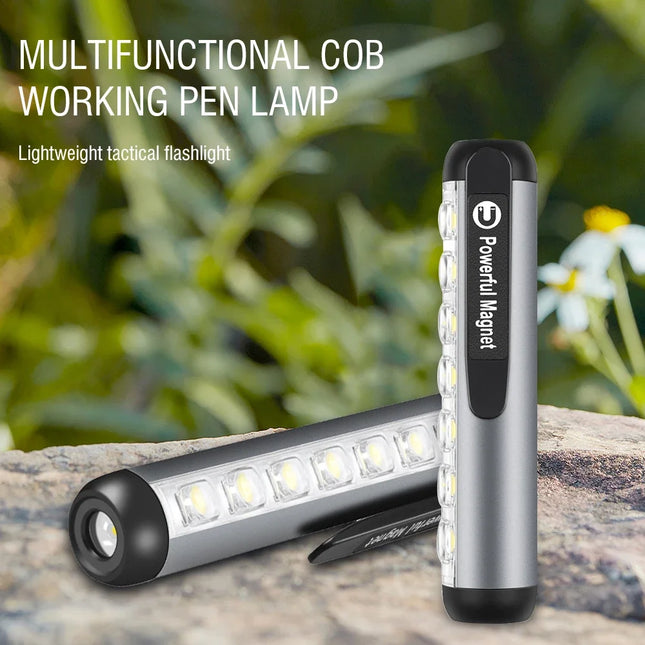 BORUiT Mini LED Flashlight Type-C Rechargeable Ultra Bright Torch with Clip and Magnet Waterproof Work Light for Camping Use