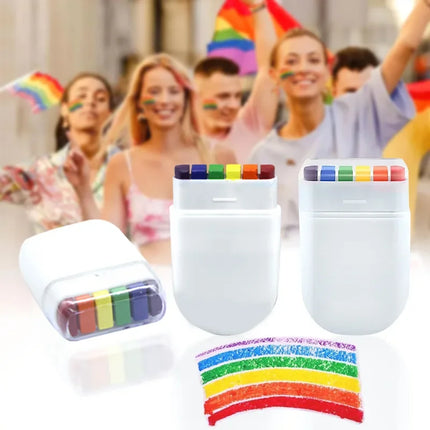 2026 New 6 Colors Rainbow Crayon Paint Stick - Colorful Birthday Party Favors , Family Theme Party Supplies Gift