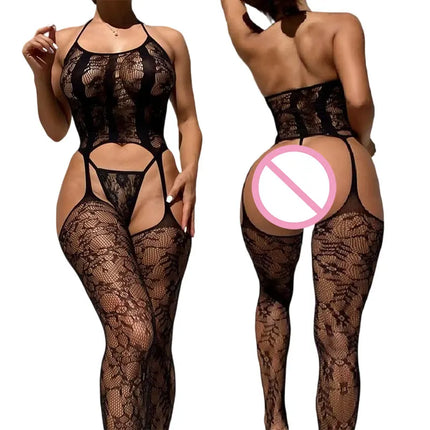 Porn Fantasy Open Crotch Body Stocking Set 18 Erotic Fishnet Toys Lace Lingerie For Sex Women Adult Desire Tights High Stretch