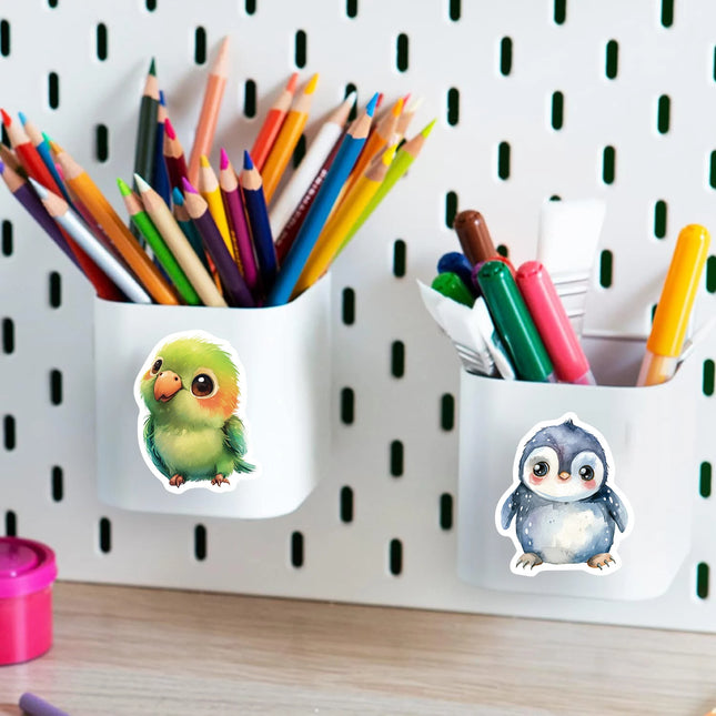 50PCS Watercolor Animal Stickers Cartoon Cute Waterproof Stickers Creative Trendy Notebook Refrigerator Helmet Car Decoration Toy