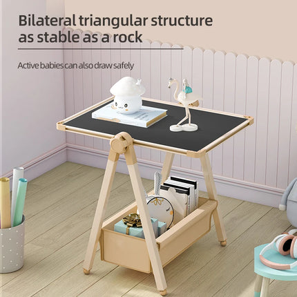 Children's magnetic dust-free drawing board, household small blackboard with stand, erasable doodle whiteboard for babies