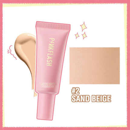 PINKFLASH Makeup Foundation Full Concealer Smooth Oil Control Matte Base Cosmetics Natural Make Up Look Face Foundation