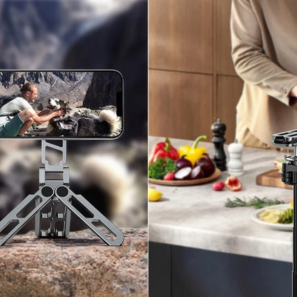 CAMOLO MG-05 Magnetic Phone Holder Magsafe Tripod w/ Arca-Swiss Cold Shoe for Phone Vlog Foldable Desktop Phone Mount for Travel