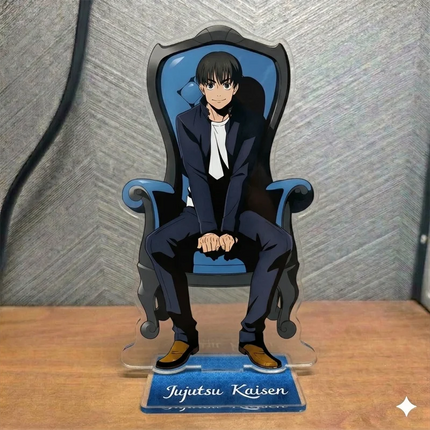 Anime Jujutsu3 Peripherals Black Chair Sitting Pose Zen'in Naoya Figure Acrylic Stand Yuji Itadori Figurine  Keychain Plate Toys