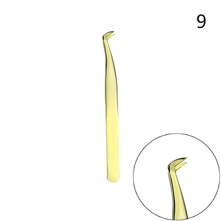 Anti Slip Stainless Steel Lash Extension Tweezers, Curved Tip, Straight Tweezers, High Precision Nail Art, Makeup Beauty Tools