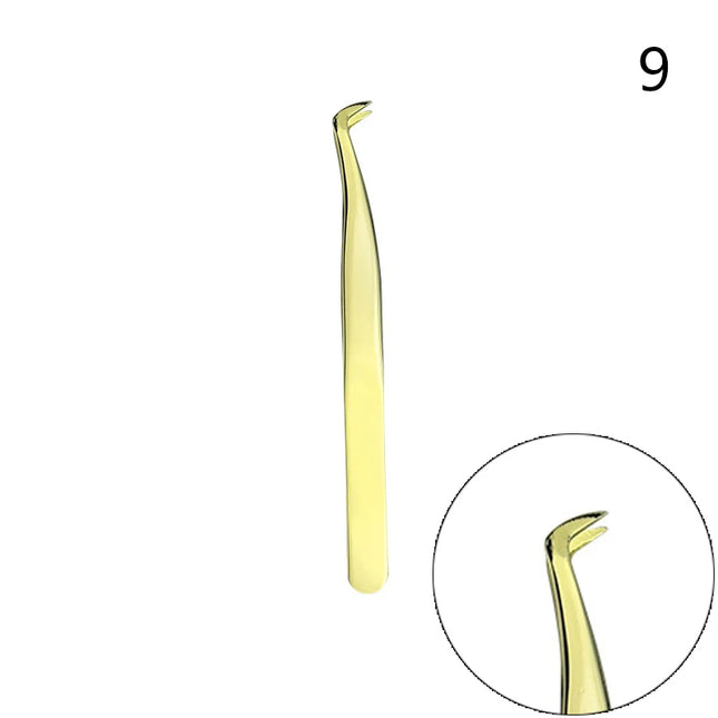 Anti Slip Stainless Steel Lash Extension Tweezers, Curved Tip, Straight Tweezers, High Precision Nail Art, Makeup Beauty Tools