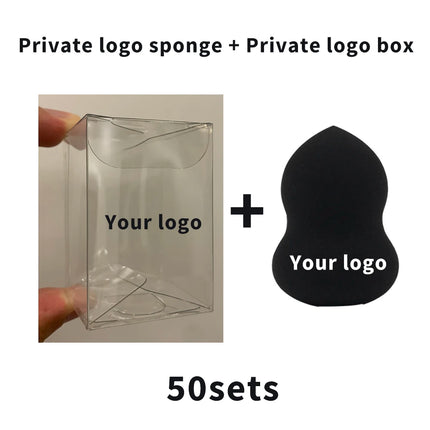 Custom Your Logo Cosmetics Beauty Sponge Latex Free and Vegan Makeup Black Sponge Set  Powder Cream Liquid Application with Box
