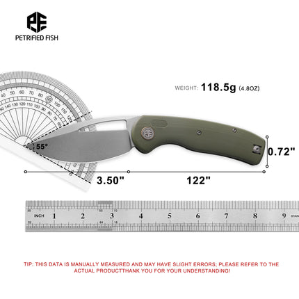 Petrified Fish PFP13 Folding Knives edc Tool K110 Steel Blade Knife on Bearing G10 Handle Lightweight Pocketknives Hunting