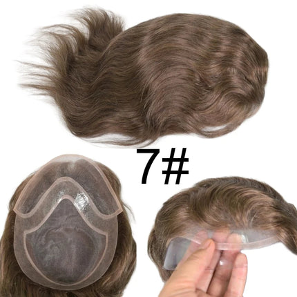 Bleached Knots Men Toupee Lace Front Hair Prosthesis Man Lace PU Base Indian Human Hair Wigs Natural Hair Replacement Hairline