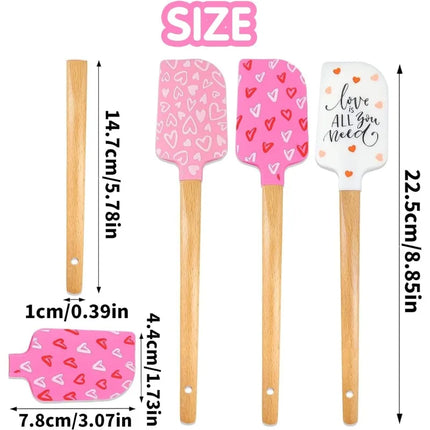 Silicone Spatula Set with Wooden Handles Food Grade Non-Stick for Cooking Baking Mixing Spreading Heat Resistant Utensils
