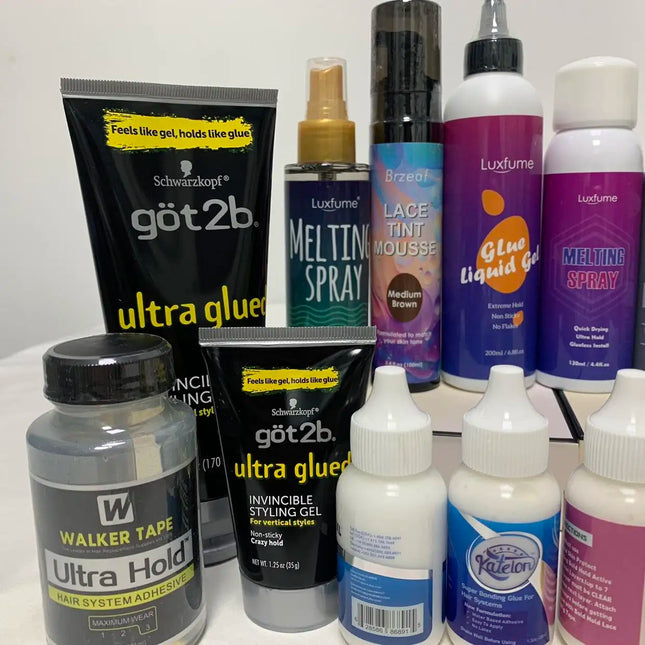 Wig Installation Kit Set Adhesive Bold Glue Remover Wax Stick Walker Tape Ultra Hold Glue Got 2b Glue Spray for Hair Extension