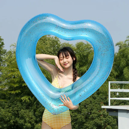Inflatable Swimming Ring Love Swimming Ring Sequined Swimming Ring Pvc Heart-shaped Floating Ring Floating Row 120cm Water