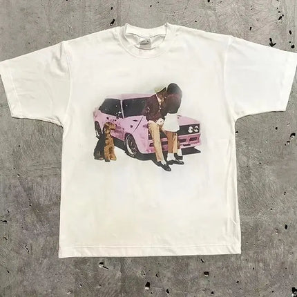 Retro Harajuku Fashion Tee Casual Loose T-shirt Y2K Loose Street Letter Printing Short Sleeve Casual T-shirt Unisex