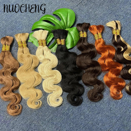 Blonde Body Wave Human Braiding Hair for Boho Braids 27# 2 Bundles Human Braiding Hair 100g Bulk Human Hair for 8-30inches