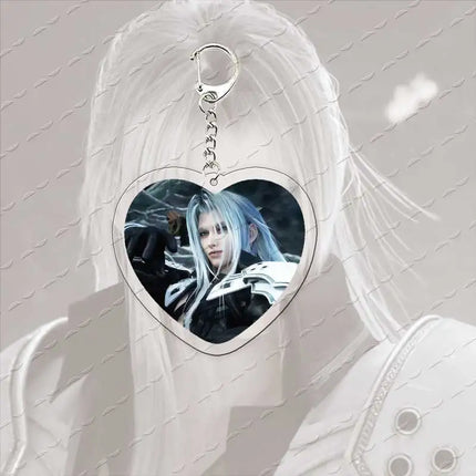 Acrylic Hot Game Sephiroth Keychain Bag Charms Heart Sephiroth Keyrings Pendant Accessories Gamer Fans Gifts