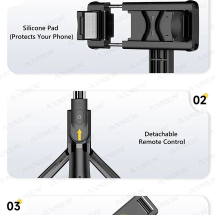 L21 Phone Selfie stick Tripod with Wireless Bluetooth LED Fill Light with Remote Shutter for Android IOS Cellphone