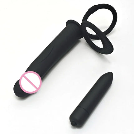 Beginner Vibrating Strap On Dildo Double Penetration Anal Plug Soft Silicone Waterproof Adult Toy for Men