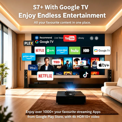 Ultra HD Projector 4K Video Movies Beamer 4000 ANSI Smart Google TV Home Theater Android 14 Auto Focus Daytime Cinema Projector