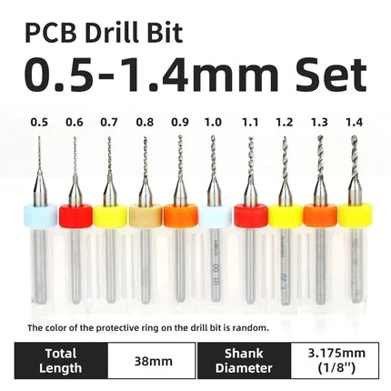 PCB Drill Bit 10pcs Tungsten Steel Micro Diameter Drill Bit Set 1/8 "Fixed Handle Mini Cnc Drill Bit 0.1-3.175mm