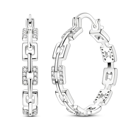 Original 925 Sterling Silver Tassel Earrings Women 2025 Zircon Ear Studs Sparkling Pave Hoop Earring Anniversary Jewelry Gift