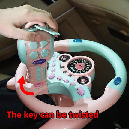 Eletric Steering Wheel Toy With Light Sound For Kids Early Education Portable Accelerator Pedal Traffic Light Driving Vocal Toys