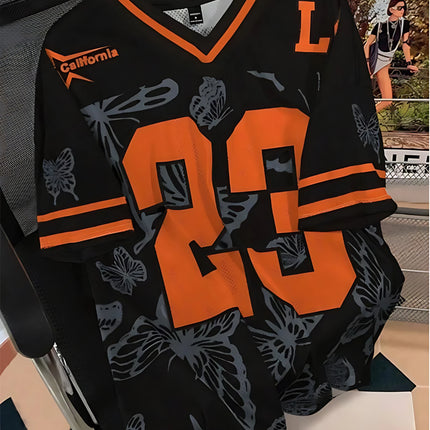 2025 Summer New Men's T-shirt Casual sporty breathable and lightweight V-neck men's T-shirt