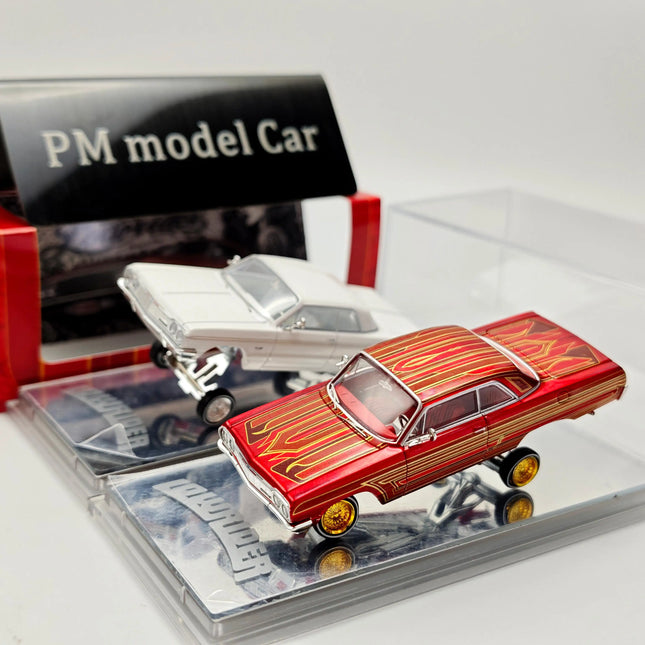 In Stock 97M 1:64 Chevrolet Impala 1964 Low Rider Red & White New Color Alloy Diecast Model Car Collectible Gift Static Display