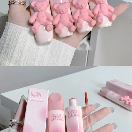 6 Color Girl's Velvet Matte Lipstick Blush Waterproof Long Lasting Cute Bear Lipgloss Non-Stick Cup Makeup Lip Tint Mud Cosmetic