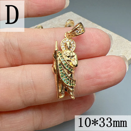 Beautiful Religious St Jude Thaddeus Pray Pendants Metal Zircon Large Charms For Jewelry Making Hip Hop Necklace Accessories
