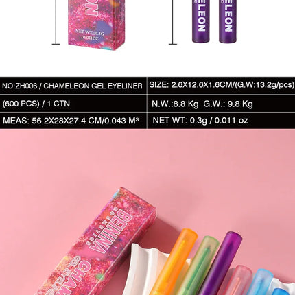 6 Colors Chameleons Eyeliner Pearl Metallic Gloss Shiny Eyeshadow Glitter Liner Multi Chrome Color Aurora Chaning Eye Makeup