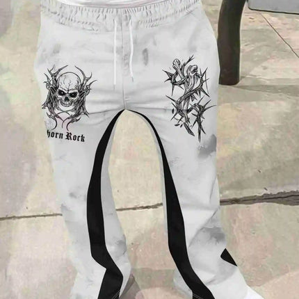 Y2k Flared Pants Men Loose 3D Print Trousers Casual Sweatpants Mid Waist Sporty Female Clothes Streetwear Hip Hop Vintage Pants
