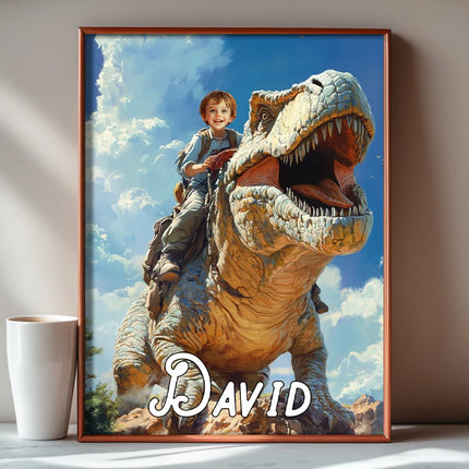 1pc personalized customization, give your child a dinosaur ride, frameless canvas painting, gift for children