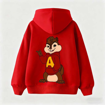 Autumn and winter chipmunk pullover sweatshirt for children, boys and girls, casual and fashionable long sleeved warm hoodie
