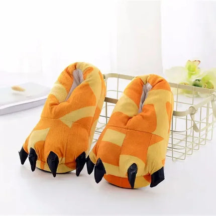 Winter Soft Warm Monster Dinosaur Paw Funny Slippers for Men Women Kids Parent-child Home House Slipper Shoes Room Cotton Shoes