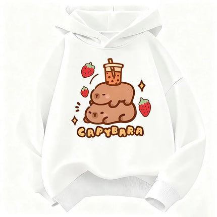 Girls' Capybara Print Long Sleeve Children's Hoodie Sweatshirt Cute Hoody for Boys Girls Autumn Casual Hoodies