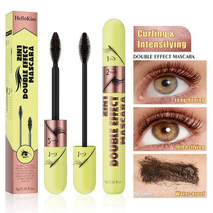 [Dual Brush Heads Brown Mascara] Waterproof Brown Mascara with Dual Brush Heads - Smudge-Proof, Clump-Free for Longer