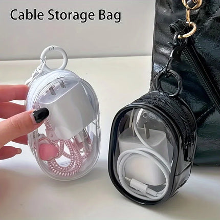 New Portable Clear Figure Display Keyring Bag Waterproof PVC Oval Hanging Blind Box Storage Bags Keychain Organizer Case