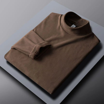 2026 Spring New Men's Turtleneck T-shirt Long Sleeve Slim Fit Solid Color High Elastic Bottoming Pullovers Basic Style Male Tops