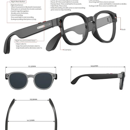 Lenovo AI Smart Glasses 4K 8MP Translation Camera Shooting Image Bluetooth Call Recording Music Smart Sunglasses 2026 New