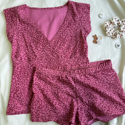 Pink Striped Collection Tshirt Women Simple Casual Cotton Buttons T-shirts Sweet Cute Preppy Style Camisole+Slim Short Pants Y2K