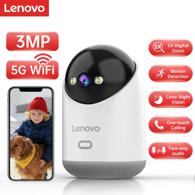 Lenovo 3MP HD WiFi Camera Smart Home Indoor IP Surveillance Camera Auto Tracking Security CCTV Surveillance Smart Baby Monitor