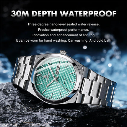 PAAZOMU Luxury Men Wristwatch Waterpro Of Luminous Date Week Watch For Man Stainless Steel Men's Watches Quartz Male Clock Sport