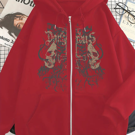 Trendy European and American Style Autumn and Winter Hooded Sweatshirt, Fleece-Lined and Thickened, Unisex Couple's Cardigan, Women's Loose Casual Oversize Hoodie, Long-Sleeve Regular Fit with Front Pocket, Machine Washable,