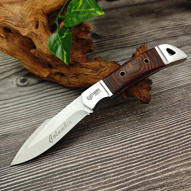 Portable K91 Kitchen Household Outdoor Daily Use Utility Fixed Blade Knife Wooden Handle 5Cr13 Steel Blade Camping Cutting Tools