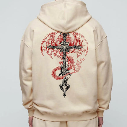 Men's Gothic cross print hoodie a casual and comfortable hoodie for autumn and winter a fashionable and high-quality hoodie