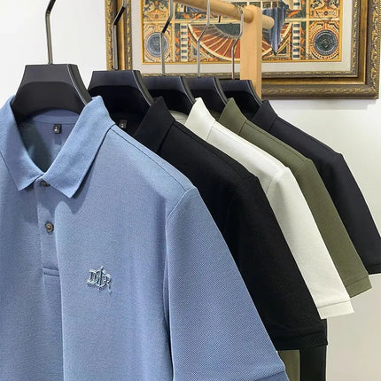 100% Pure Cotton High-End Fashionable Short Sleeve Summer New High-Quality Men's Business Casual Polo Shirt Luxury Brand T-Shirt