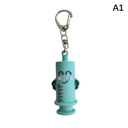 1PC Syringe-Shaped Ampoule Bottle Opener Keychain Rubber Cutter Aid Medication Vial Breaker Tool For Home Nurses And Doctors